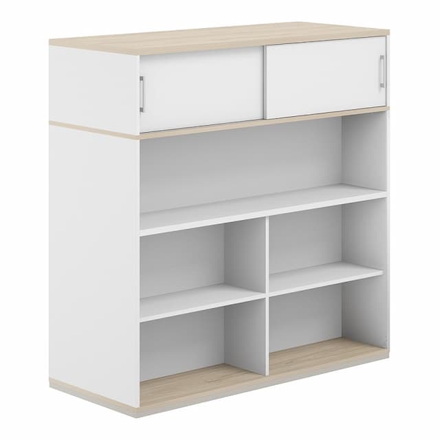 Стеллаж-комбо 1238 двухсторонний Norden Allegro AG.254.330.674.WH с антресолью и экраном ЛДСП